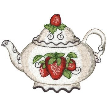 Strawberry Tea Pot Machine Embroidery Design