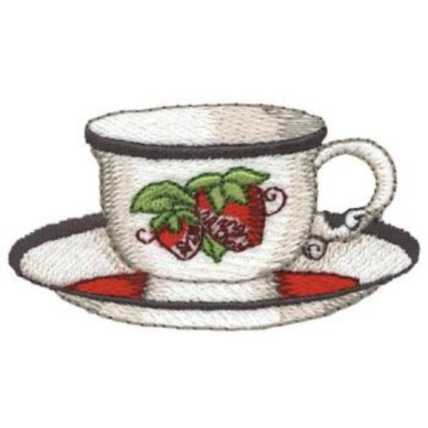 Picture of Strawberry Tea Cup Machine Embroidery Design