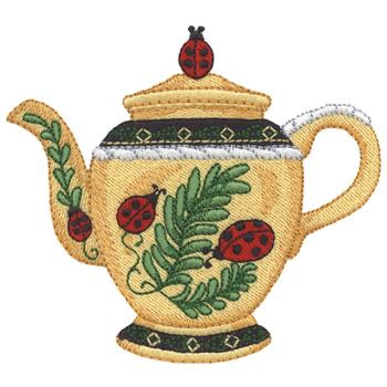 Ladybug Tea Pot Machine Embroidery Design