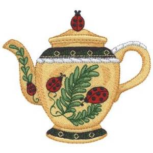 Picture of Ladybug Tea Pot Machine Embroidery Design