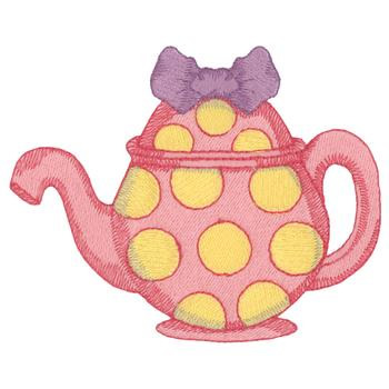 Polka Dot Tea Pot Machine Embroidery Design