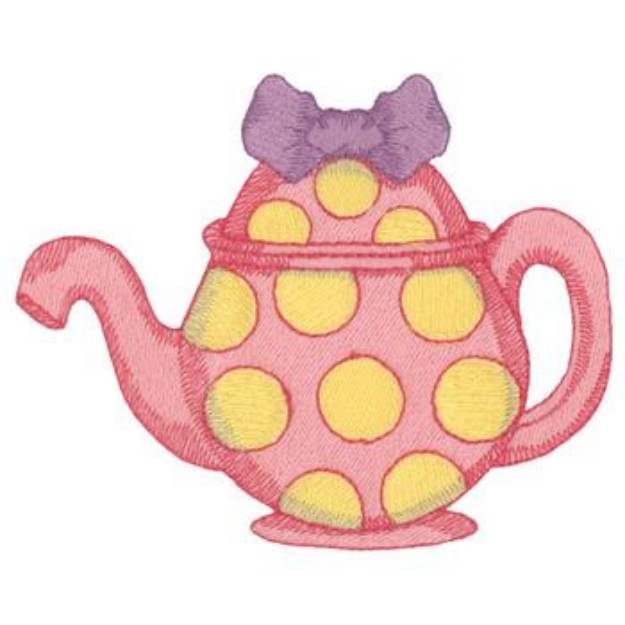 Picture of Polka Dot Tea Pot Machine Embroidery Design