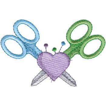 Scissors & Heart Machine Embroidery Design