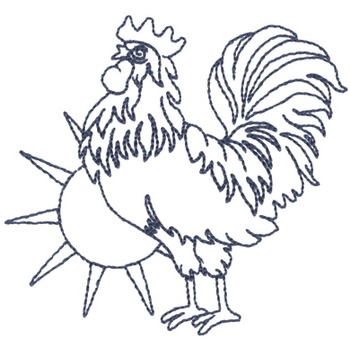 Rooster & Sun Outline Machine Embroidery Design