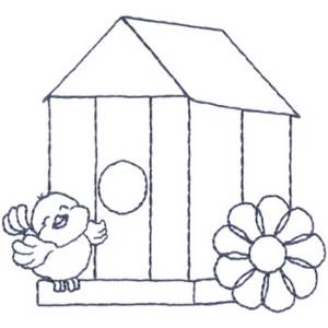 Picture of Birdhouse Outline Machine Embroidery Design
