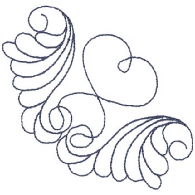 Picture of Feather Corner Outline Machine Embroidery Design