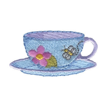 Flower Tea Cup Machine Embroidery Design