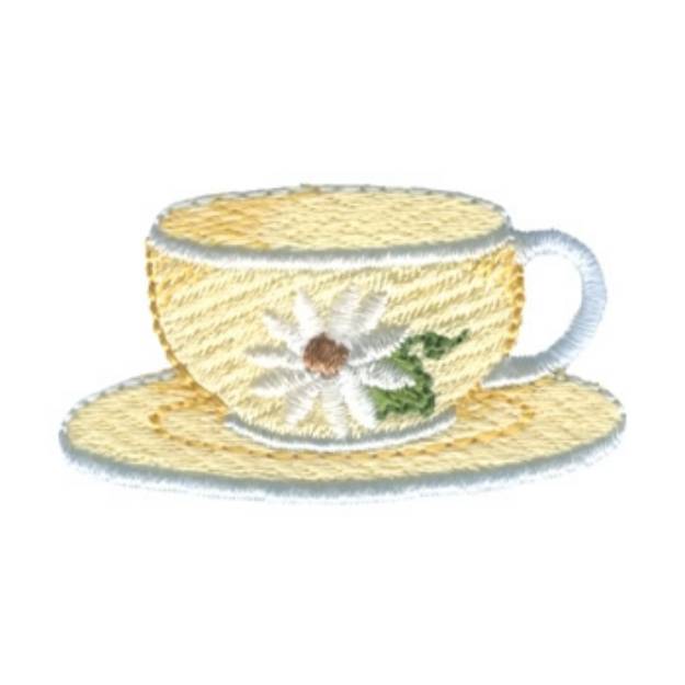 Picture of Daisy Tea Cup Machine Embroidery Design