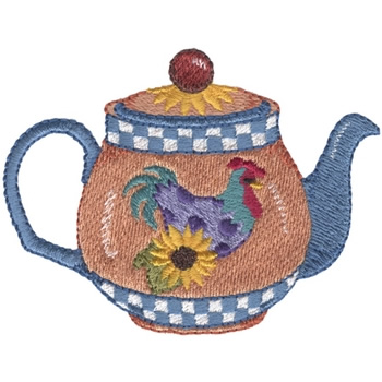 Rooster Tea Pot Machine Embroidery Design
