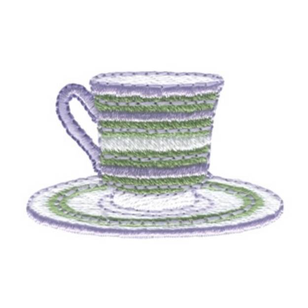 Picture of Striped Tea Cup Machine Embroidery Design