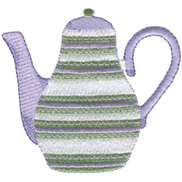 Picture of Striped Tea Pot Machine Embroidery Design