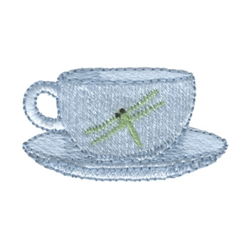Dragonfly Tea Cup Machine Embroidery Design