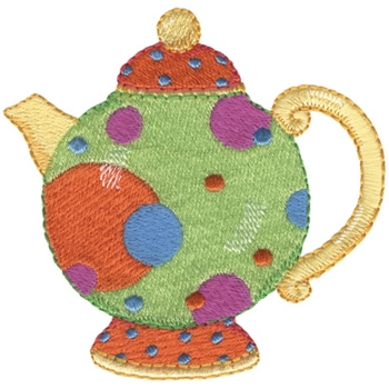 Polka Dot Tea Pot Machine Embroidery Design