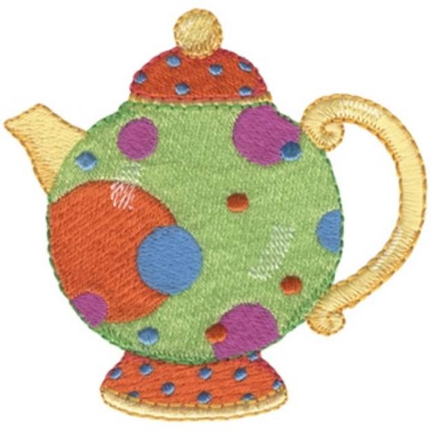 Picture of Polka Dot Tea Pot Machine Embroidery Design