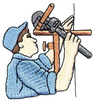 Plumber With Pipes Machine Embroidery Design