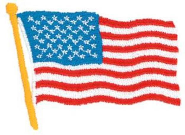 Picture of Waving USA Flag Machine Embroidery Design