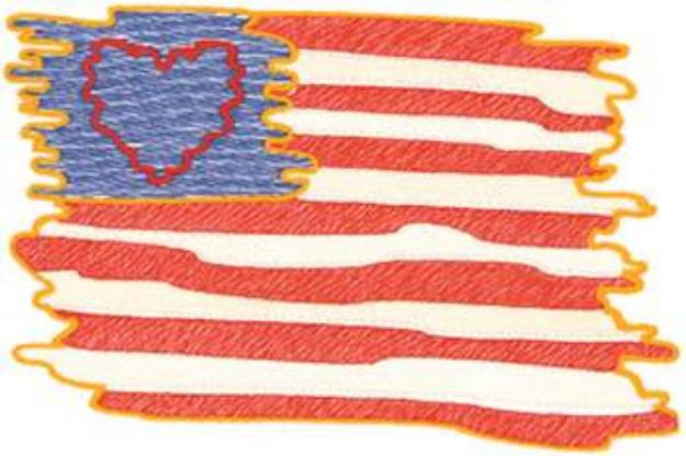 Picture of USA Heart Flag Machine Embroidery Design