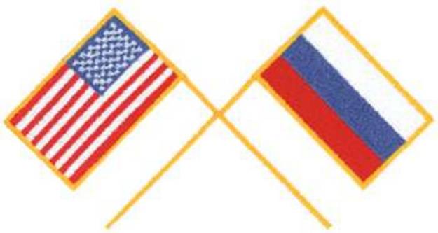 Picture of USA & Russia Flags Machine Embroidery Design