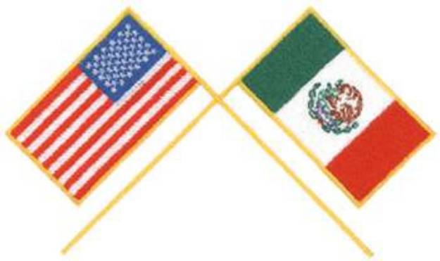 Picture of US & Mexican Flags Machine Embroidery Design
