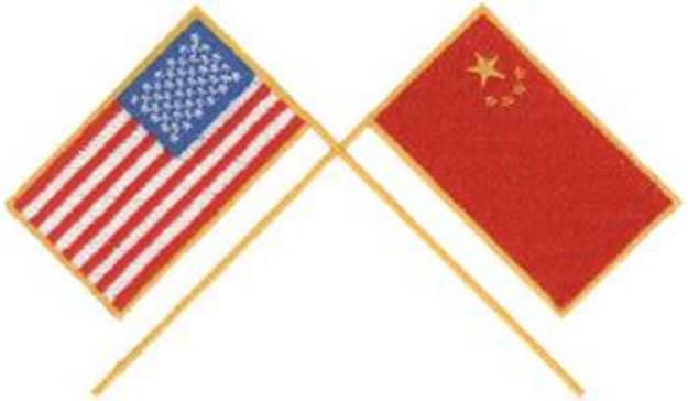 Picture of USA & China Flags Machine Embroidery Design