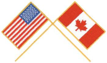 US & Canada Flags Machine Embroidery Design
