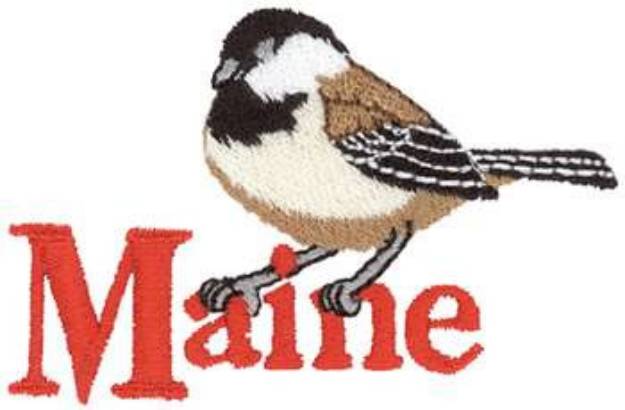Picture of Maine Black-capped Chickadee Machine Embroidery Design