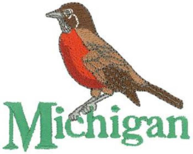 Picture of Michigan American Robin Machine Embroidery Design