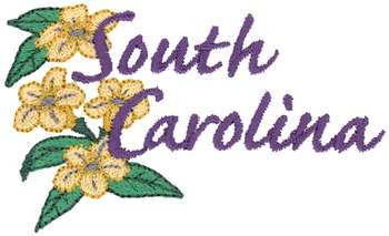 South Carolina Yellow Jessamine Machine Embroidery Design