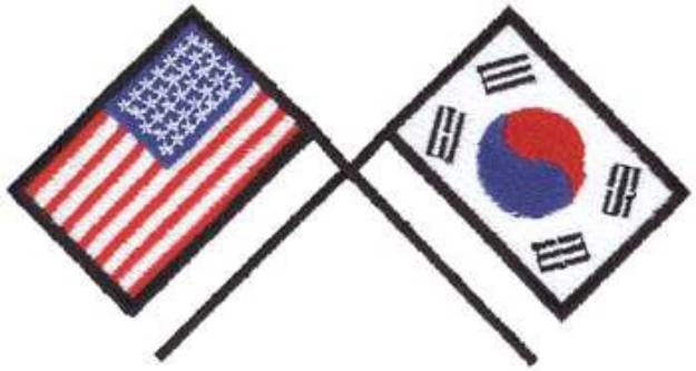 Picture of USA & South Korea Flag Machine Embroidery Design