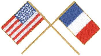 USA & France Flag Machine Embroidery Design