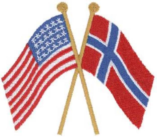 Picture of USA & Norway Flag Machine Embroidery Design