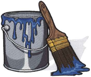 Paint Can & Brush Machine Embroidery Design