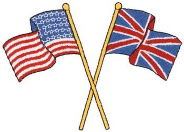 Picture of USA & Great Britain Flag Machine Embroidery Design
