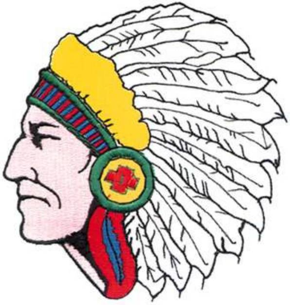 Picture of Indian Chief Head Machine Embroidery Design