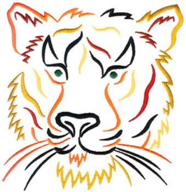 Picture of Tiger Head Outline Machine Embroidery Design