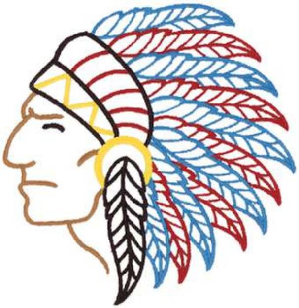 Picture of Indian Chief Outline Machine Embroidery Design