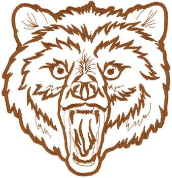 Bear Head Outline Machine Embroidery Design
