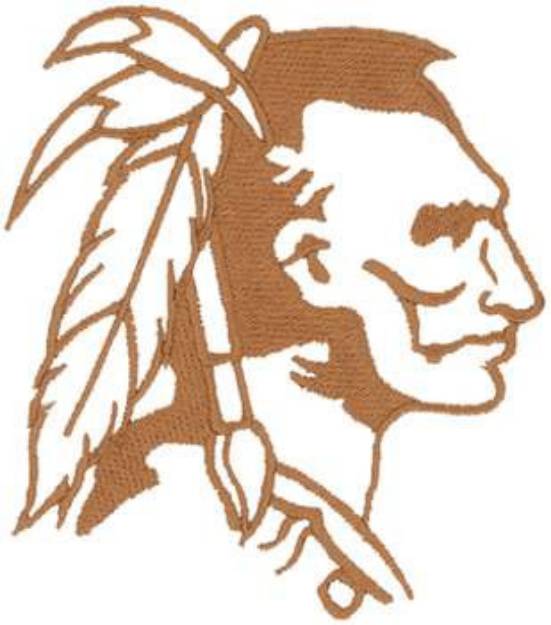 Picture of Indian Head Outline Machine Embroidery Design