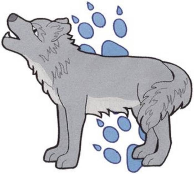 Picture of Wolf and Prints Machine Embroidery Design