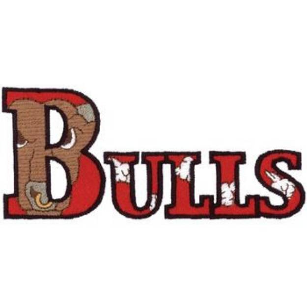 Picture of Bulls Text Machine Embroidery Design