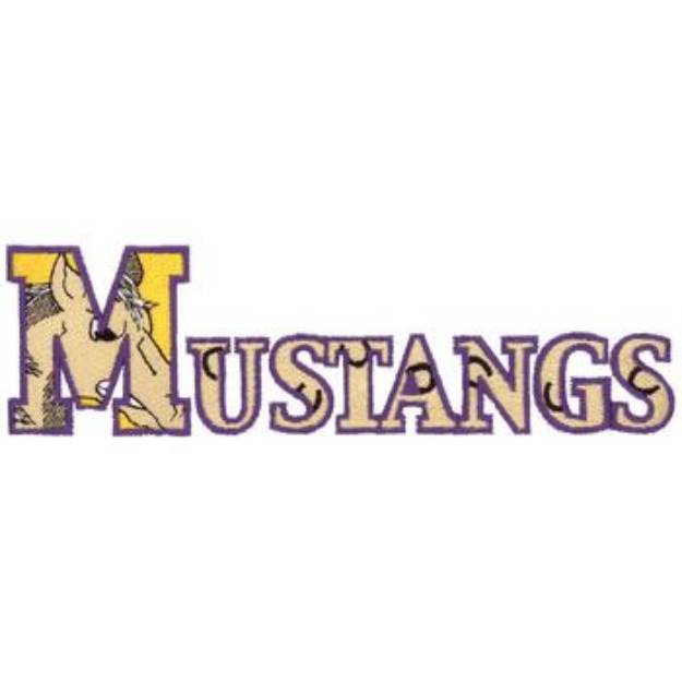 Picture of Mustangs Text Machine Embroidery Design