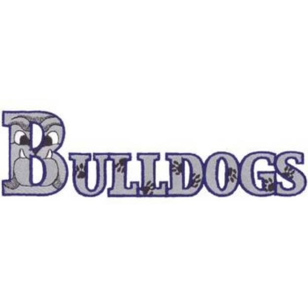Picture of Bulldogs Text Machine Embroidery Design