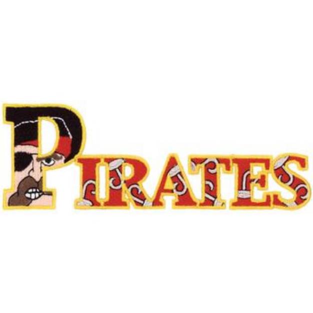 Picture of Pirates Text Machine Embroidery Design