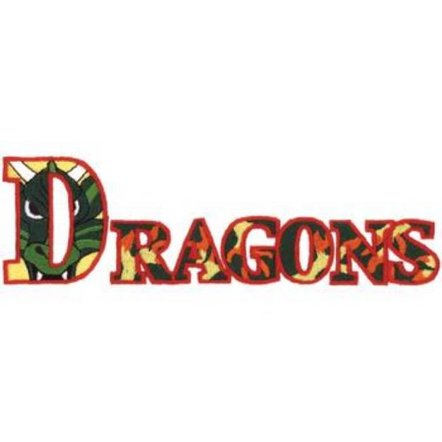 Picture of Dragons Text Machine Embroidery Design