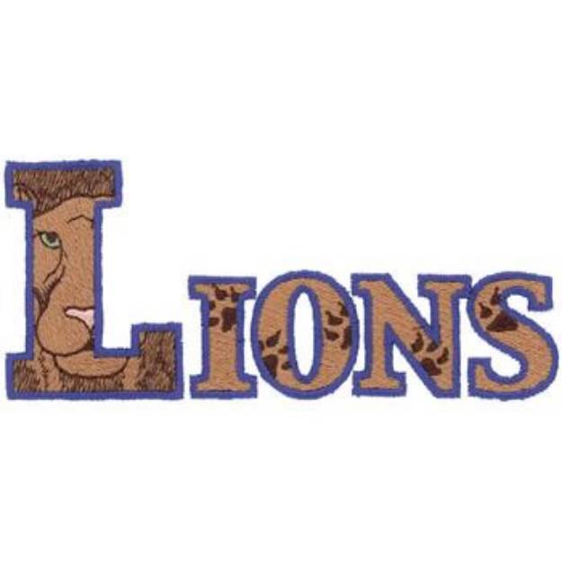 Picture of Lions Text Machine Embroidery Design