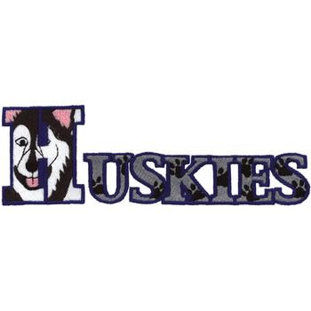 Huskies Text Machine Embroidery Design