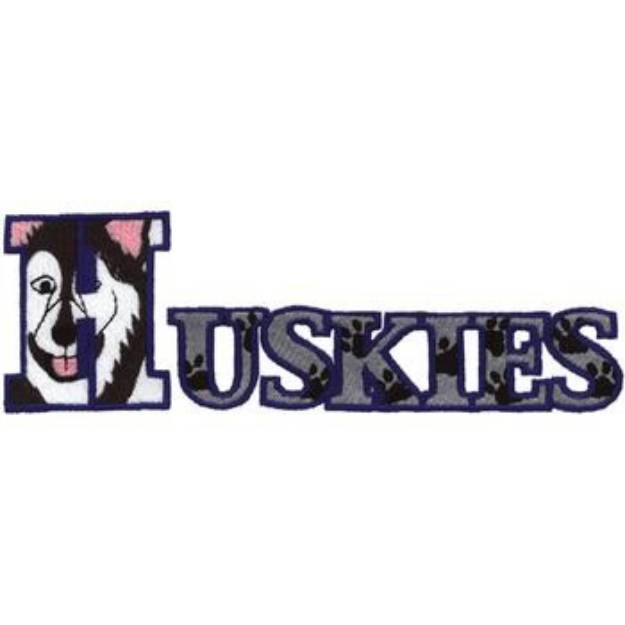 Picture of Huskies Text Machine Embroidery Design