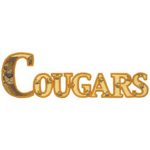 Picture of Cougars Text Machine Embroidery Design