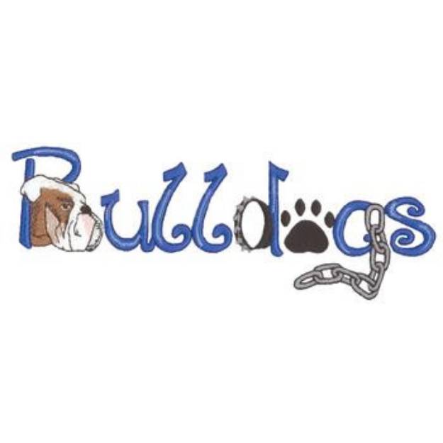 Picture of Bulldogs Text Machine Embroidery Design