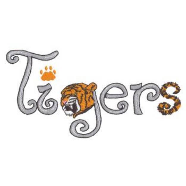 Picture of Tigers Text Machine Embroidery Design